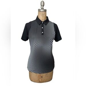 PUMA | Black & White Swirly Stripe Cool Cell Golf Polo Shirt Size Small